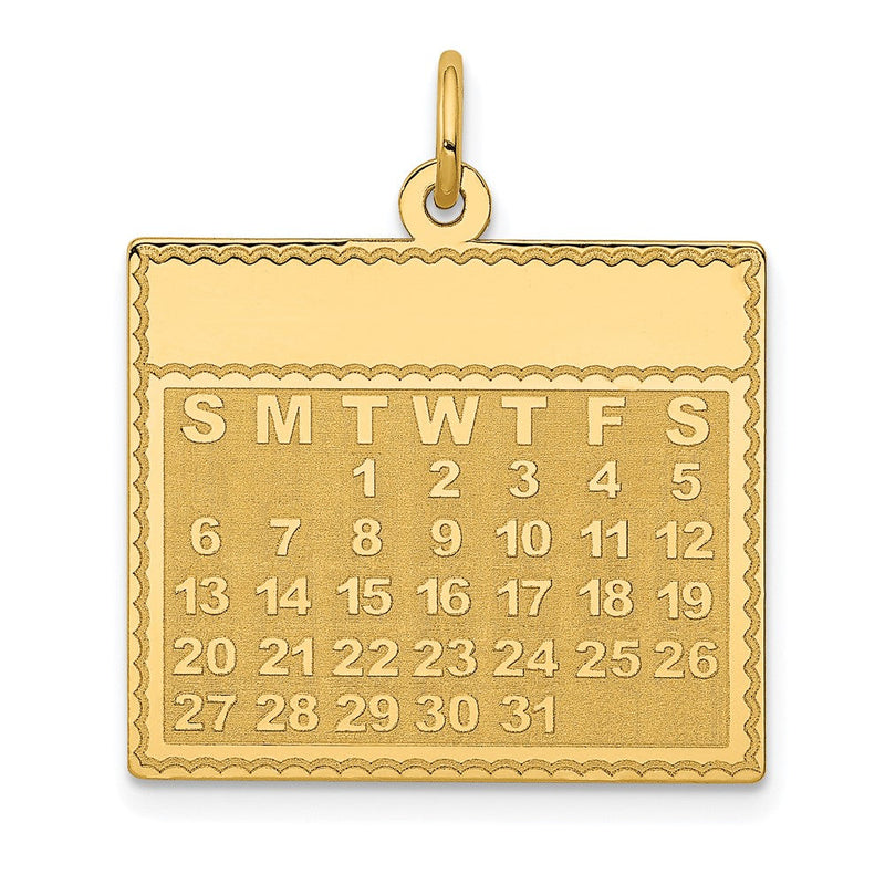 14K Gelbgold Anhänger "Dienstag – Der erste Tag" Kalender
