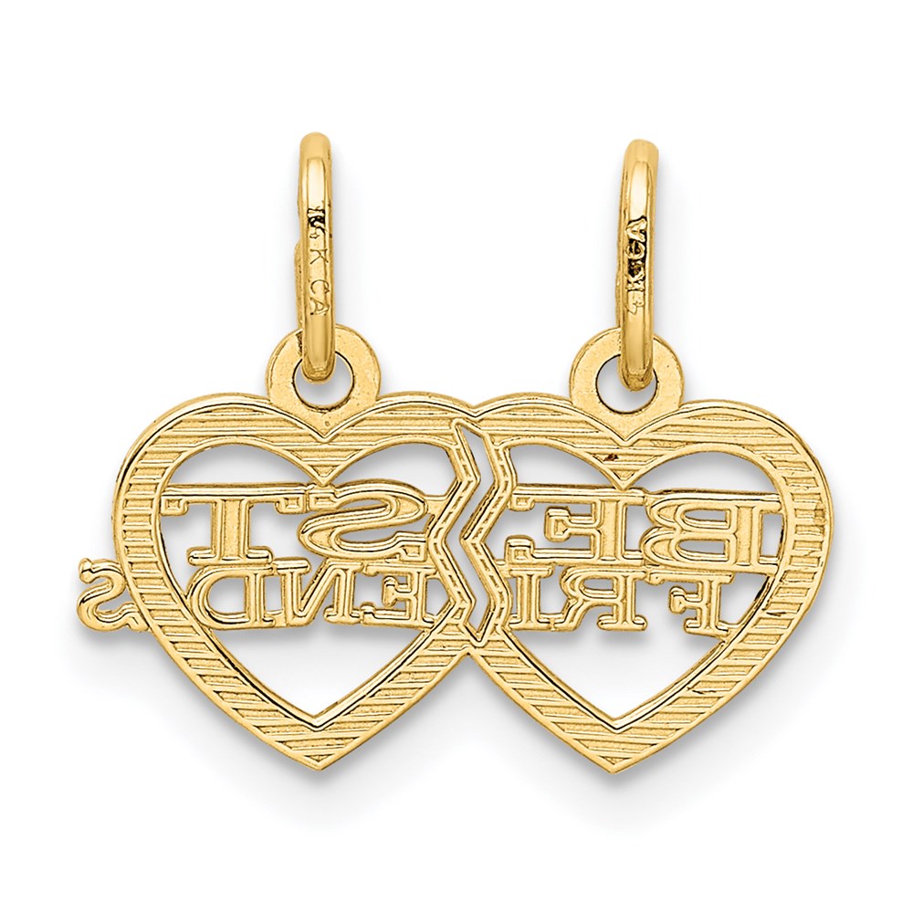 14K Gelbgold 14K Doppelt Herz Beste Friends Break-apart Charm