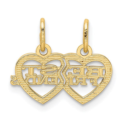 14K Gelbgold 14K Doppelt Herz Beste Friends Break-apart Charm