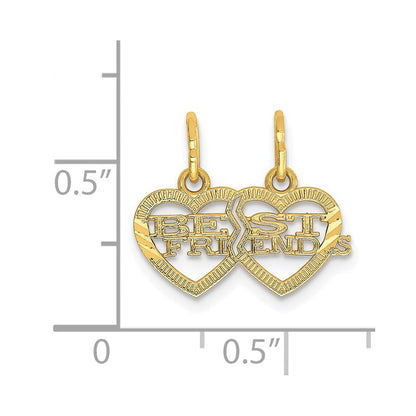 14K Gelbgold 14K Doppelt Herz Beste Friends Break-apart Charm