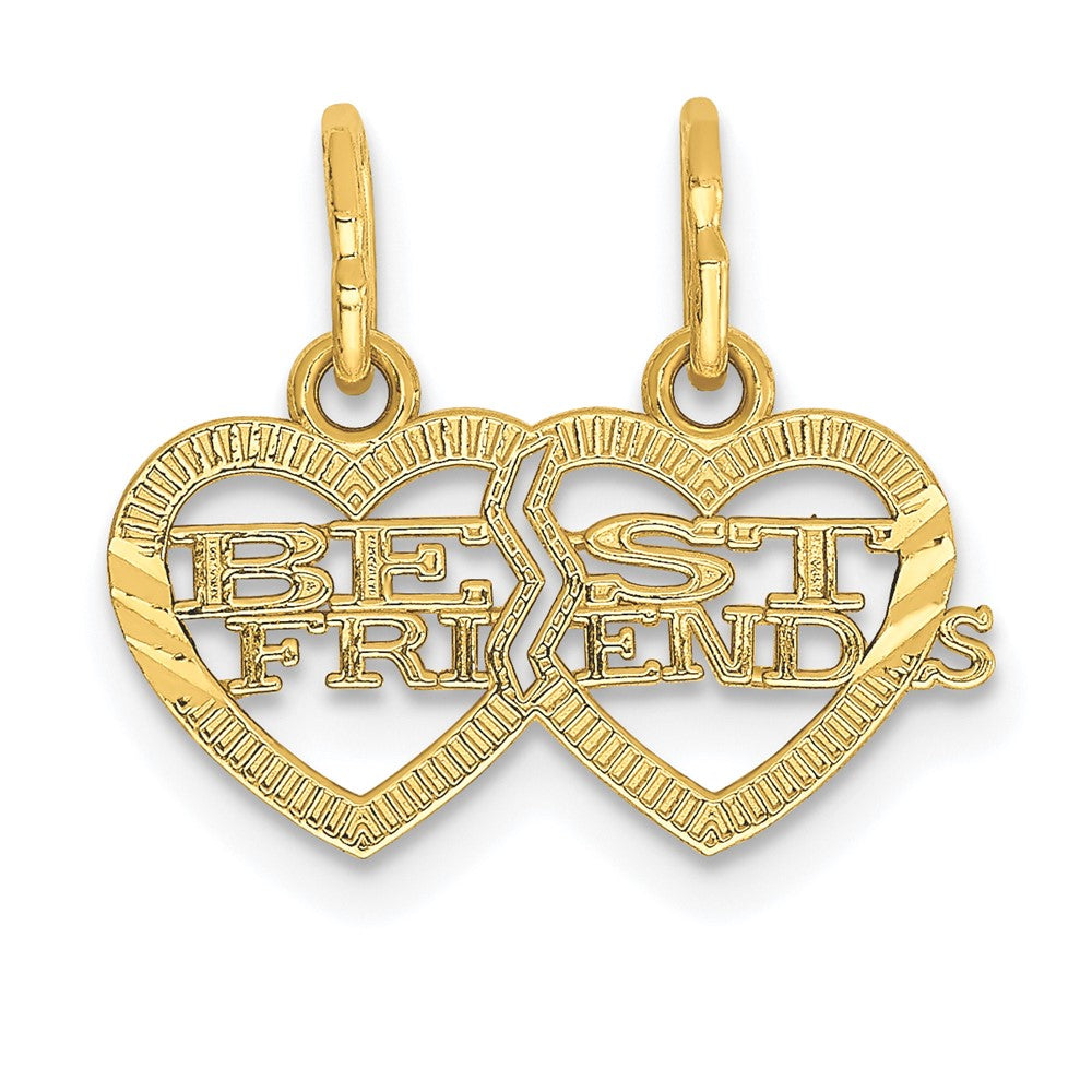 14K Gelbgold 14K Doppelt Herz Beste Friends Break-apart Charm