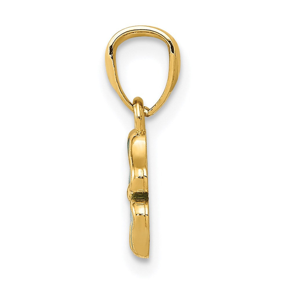 14K Gelbgold 14K Grün Emailliert Vier Blatt Klee Anhänger