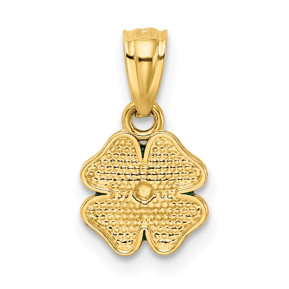 14K Gelbgold 14K Grün Emailliert Vier Blatt Klee Anhänger