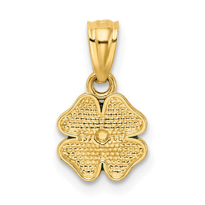 14K Gelbgold 14K Grün Emailliert Vier Blatt Klee Anhänger