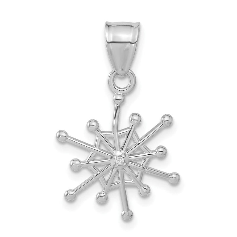 14K Weißgold Diamant-Schneeflocken-Anhänger, 0,01 ct