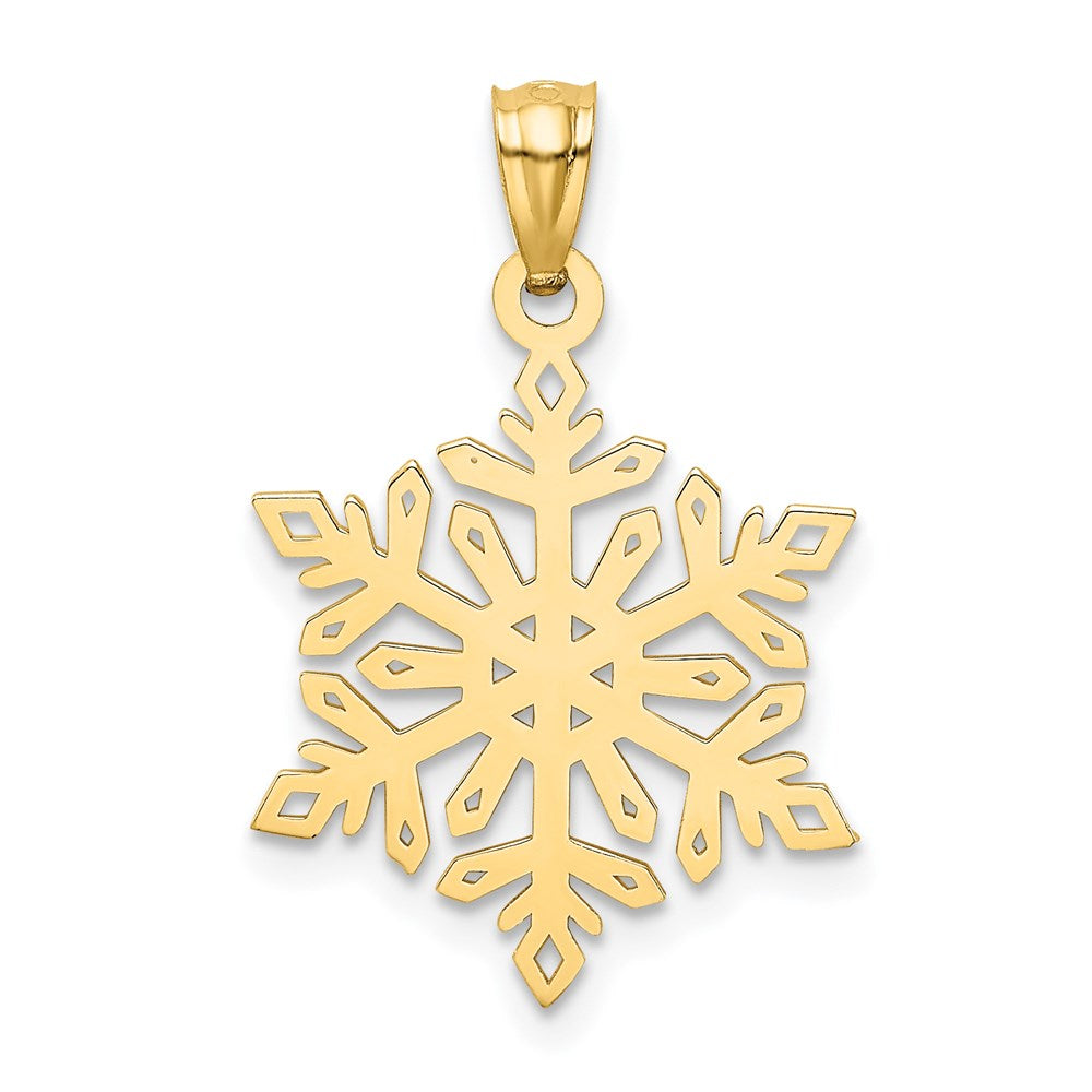 14K Gelbgold 14K Diamantiert Schneeflocke Anhänger