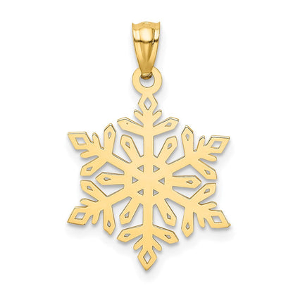 14K Gelbgold 14K Diamantiert Schneeflocke Anhänger