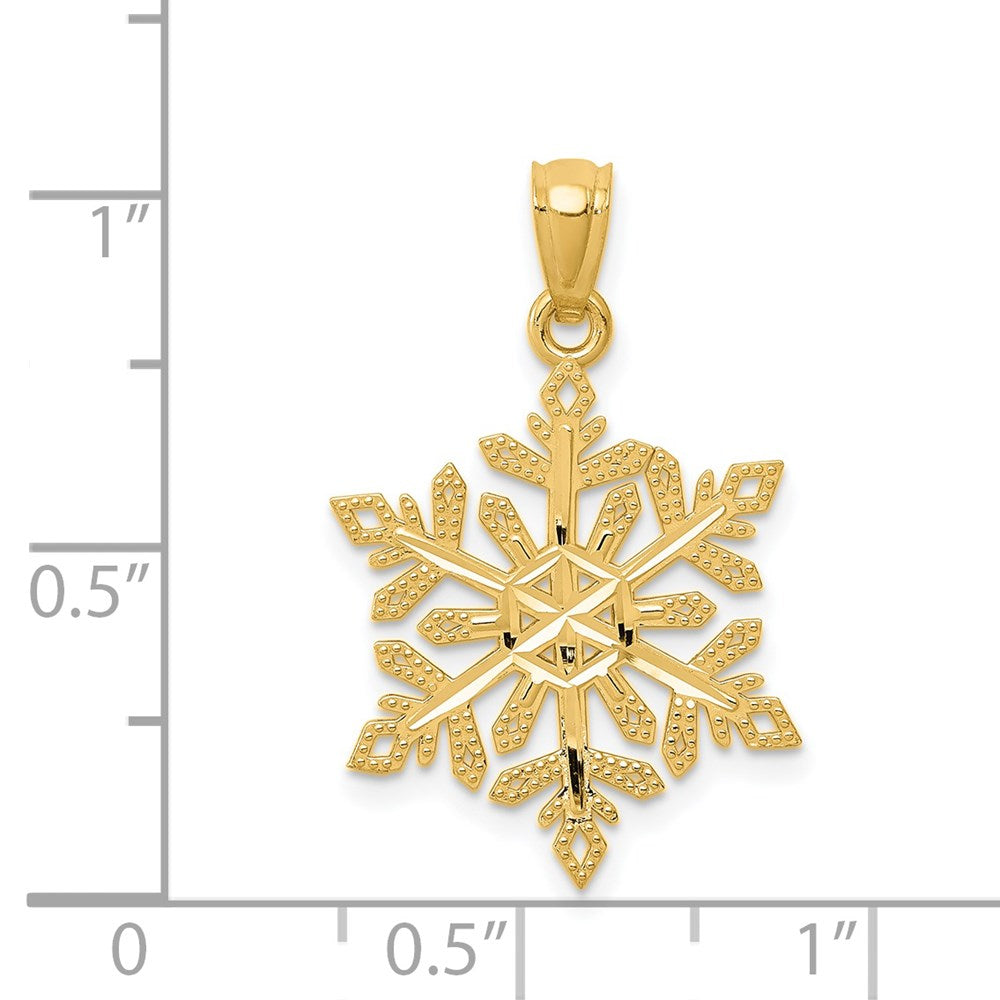 14K Gelbgold 14K Diamantiert Schneeflocke Anhänger