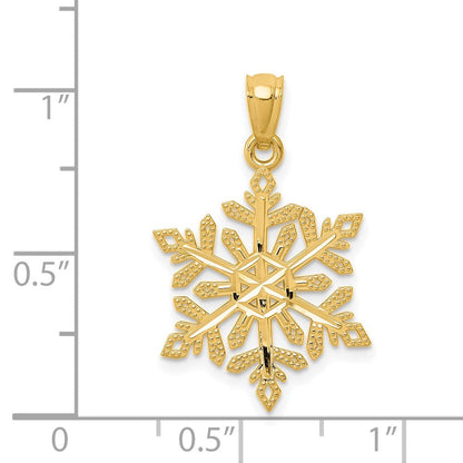14K Gelbgold 14K Diamantiert Schneeflocke Anhänger