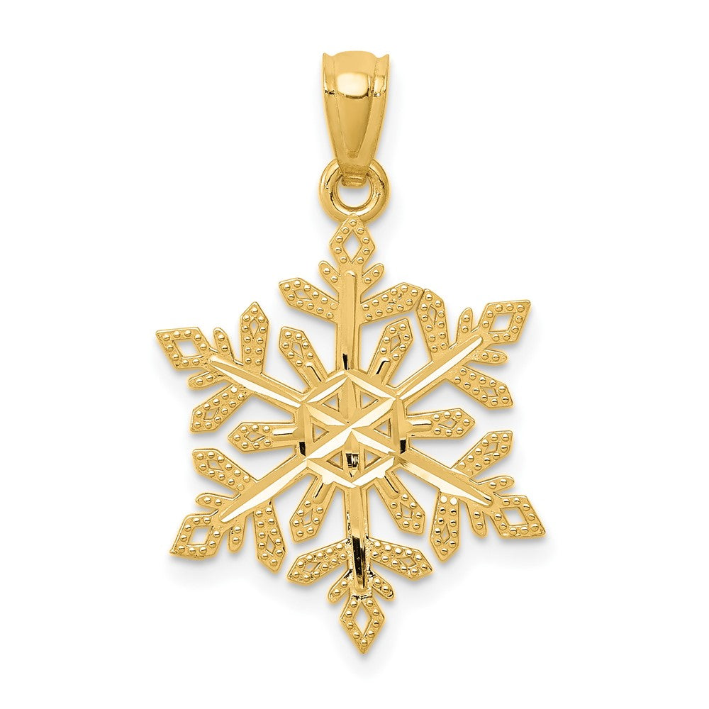 14K Gelbgold 14K Diamantiert Schneeflocke Anhänger