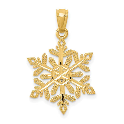 14K Gelbgold 14K Diamantiert Schneeflocke Anhänger