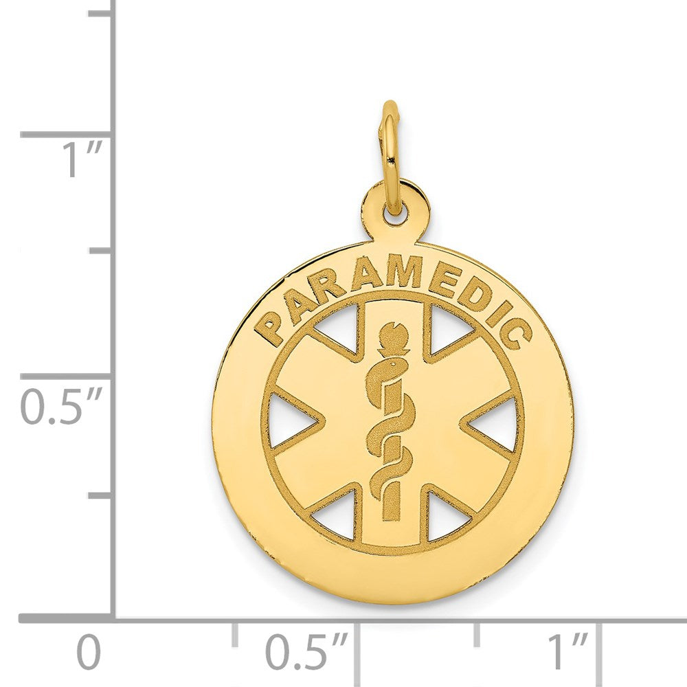 14K Gelbgold Medaillon-Anhänger PARAMEDIC Medizinisches Symbol, mittelgroß