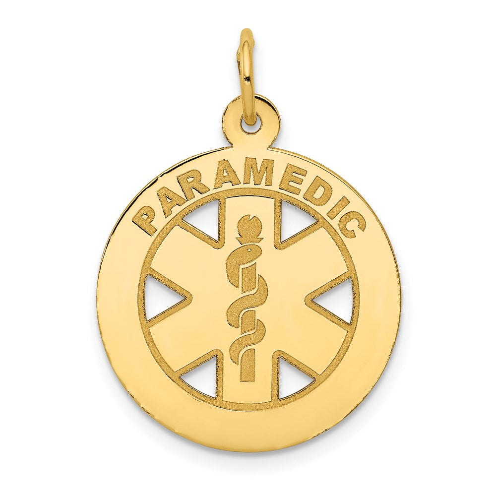 14K Gelbgold Medaillon-Anhänger PARAMEDIC Medizinisches Symbol, mittelgroß