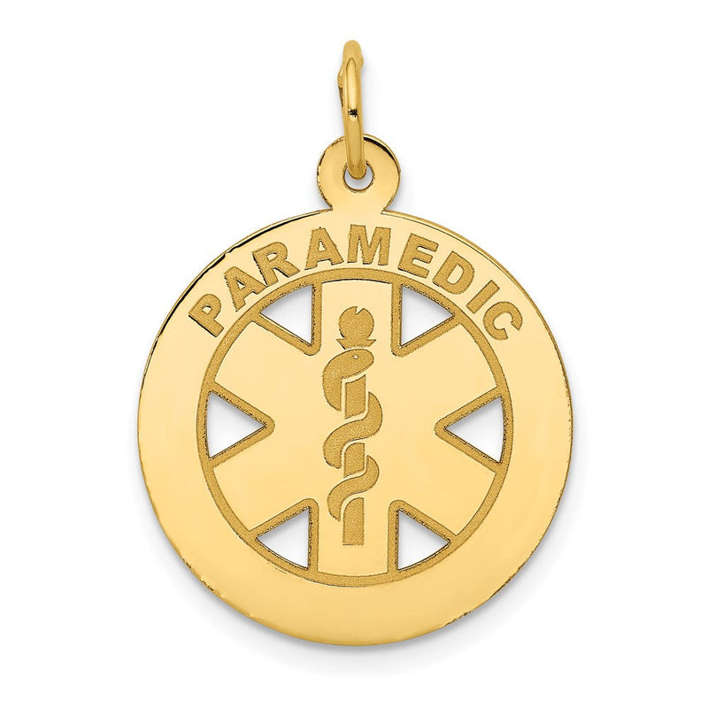 14K Gelbgold Medaillon-Anhänger PARAMEDIC Medizinisches Symbol, mittelgroß