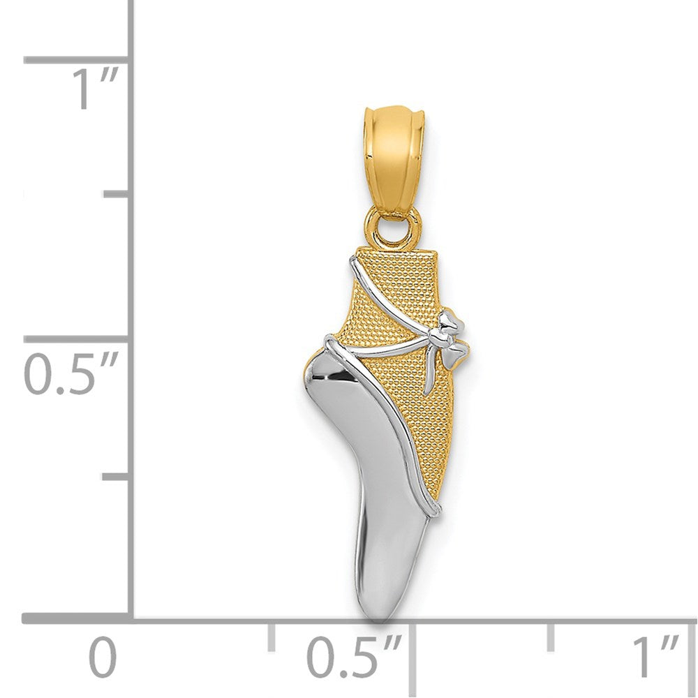14K Gelb & Rhodium 14K mit Rhodium Ballett Schuh Anhänger