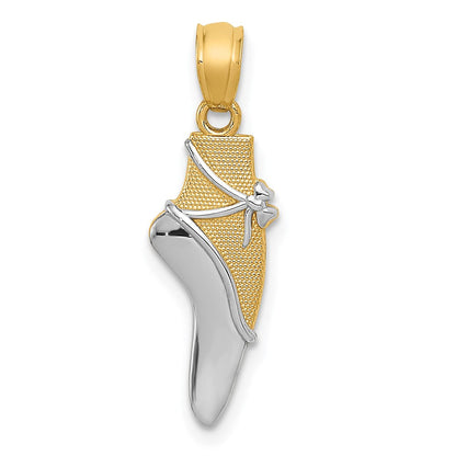 14K Gelb & Rhodium 14K mit Rhodium Ballett Schuh Anhänger