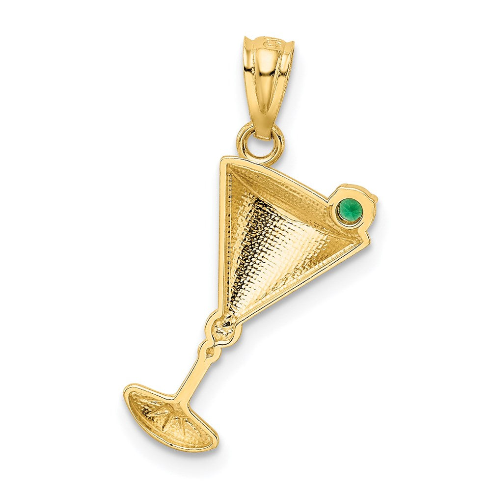 14K Gelbgold 14K Martini Glas mit Grün Zirkonia Olive Anhänger