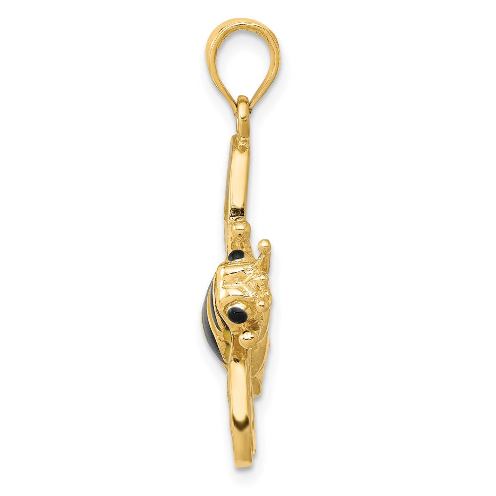 14K Gelbgold Emaillierter 3-D-Hummel-Anhänger