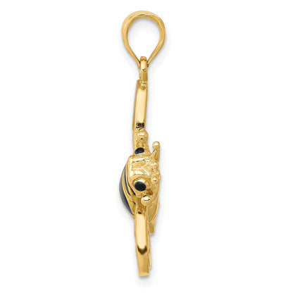 14K Gelbgold Emaillierter 3-D-Hummel-Anhänger