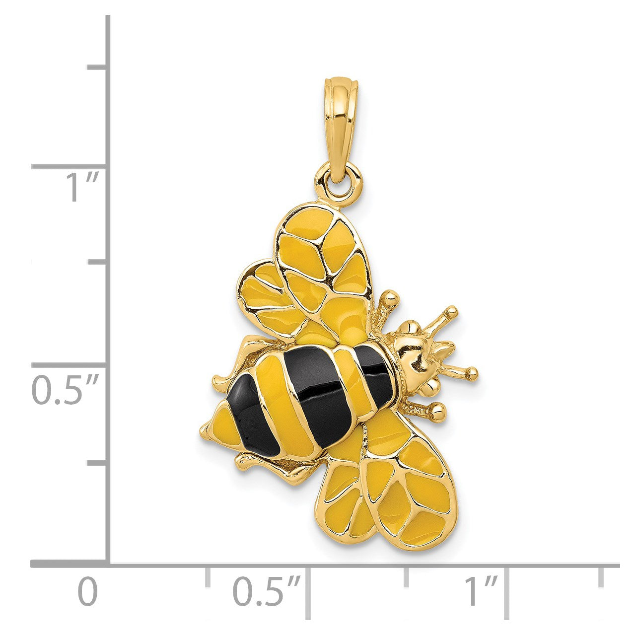 14K Gelbgold Emaillierter 3-D-Hummel-Anhänger