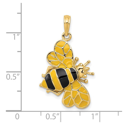 14K Gelbgold Emaillierter 3-D-Hummel-Anhänger