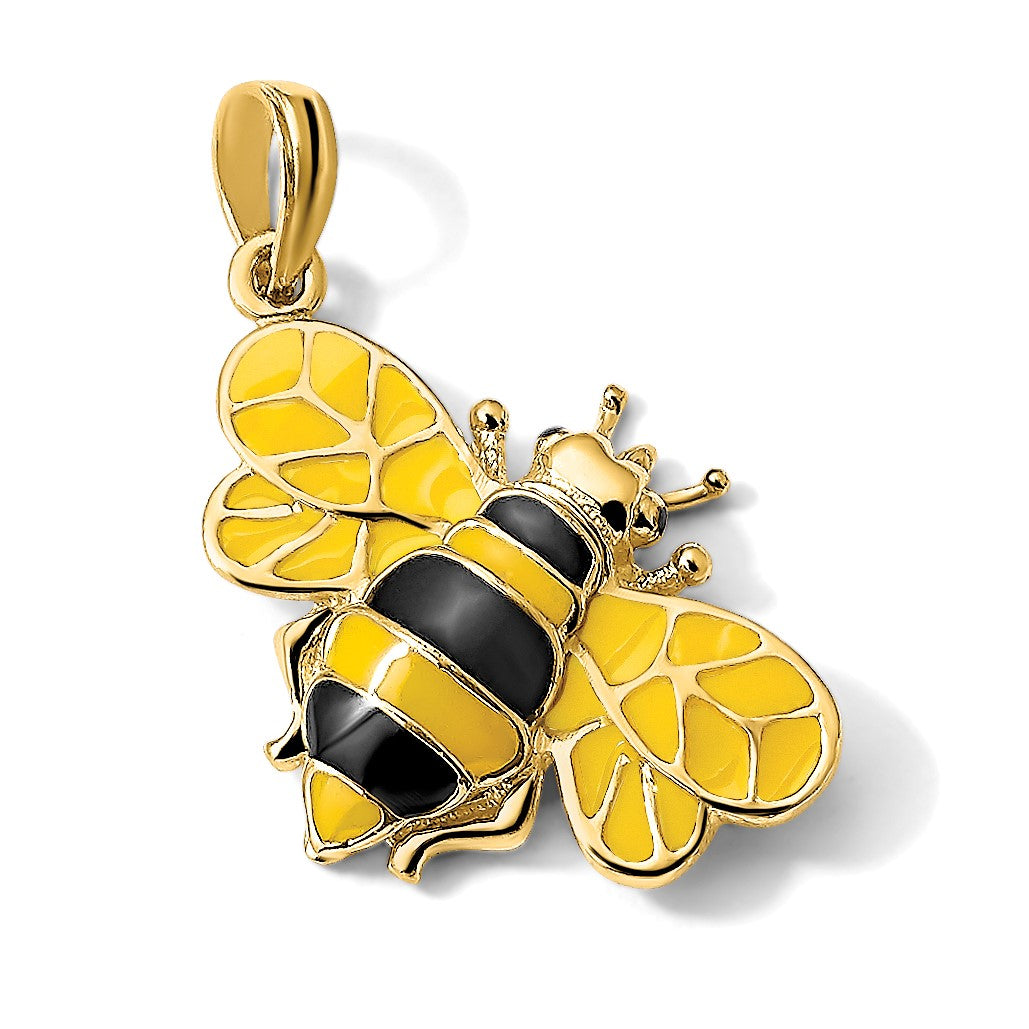 14K Gelbgold Emaillierter 3-D-Hummel-Anhänger