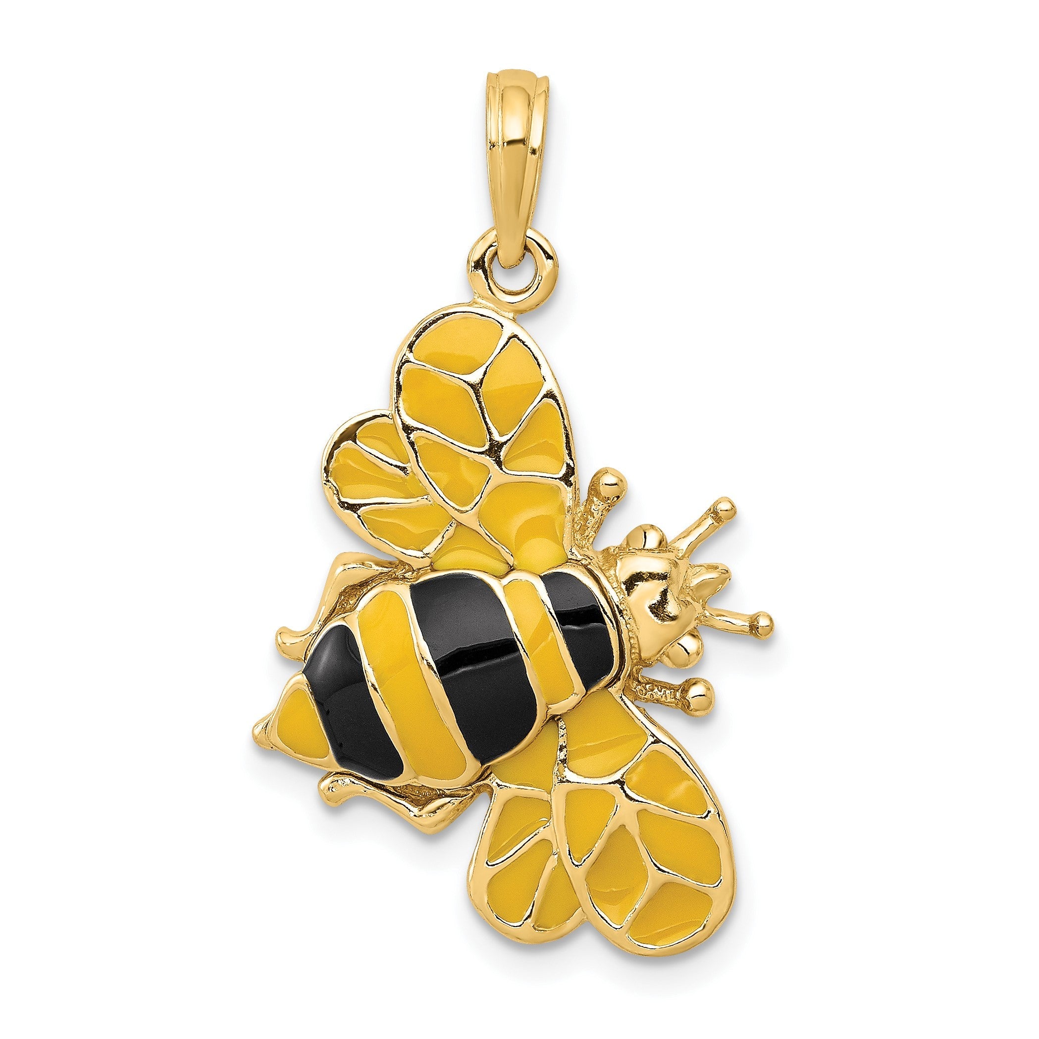 14K Gelbgold Emaillierter 3-D-Hummel-Anhänger