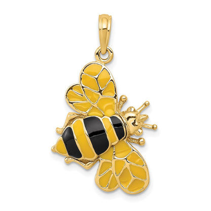 14K Gelbgold Emaillierter 3-D-Hummel-Anhänger