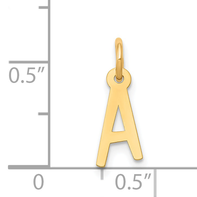 14K Gelbgold 14K Klein Schräg Block Buchstabe A Initiale Charm
