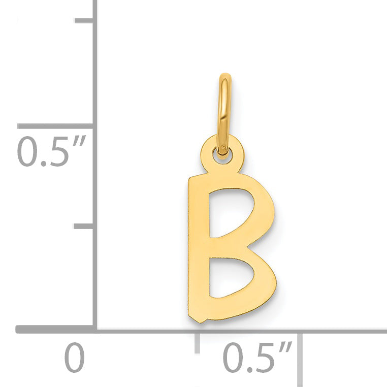 14K Gelbgold 14K Klein Schräg Block Buchstabe B Initiale Charm