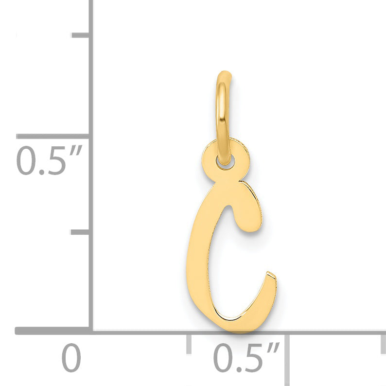 14K Gelbgold 14K Klein Schräg Block Buchstabe C Initiale Charm