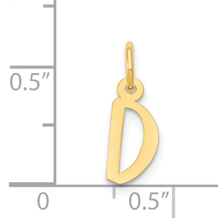 14K Gelbgold 14K Klein Schräg Block Buchstabe D Initiale Charm