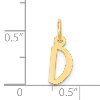 14K Gelbgold 14K Klein Schräg Block Buchstabe D Initiale Charm