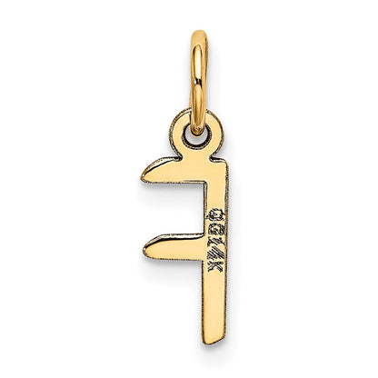 14K Gelbgold 14K Klein Schräg Block Buchstabe F Initiale Charm