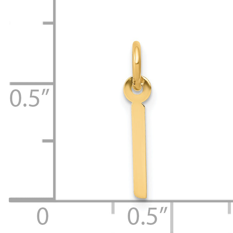 14K Gelbgold 14K Klein Schräg Block Buchstabe I Initiale Charm