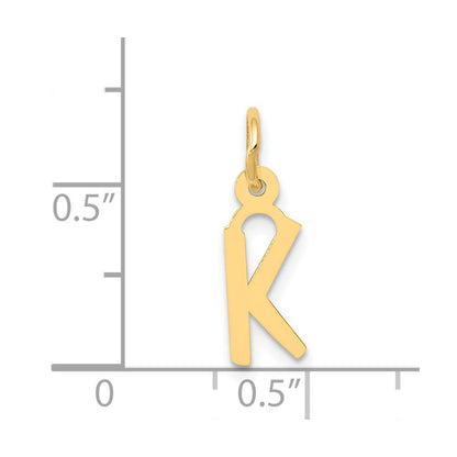 14K Gelbgold 14K Klein Schräg Block Buchstabe K Initiale Charm
