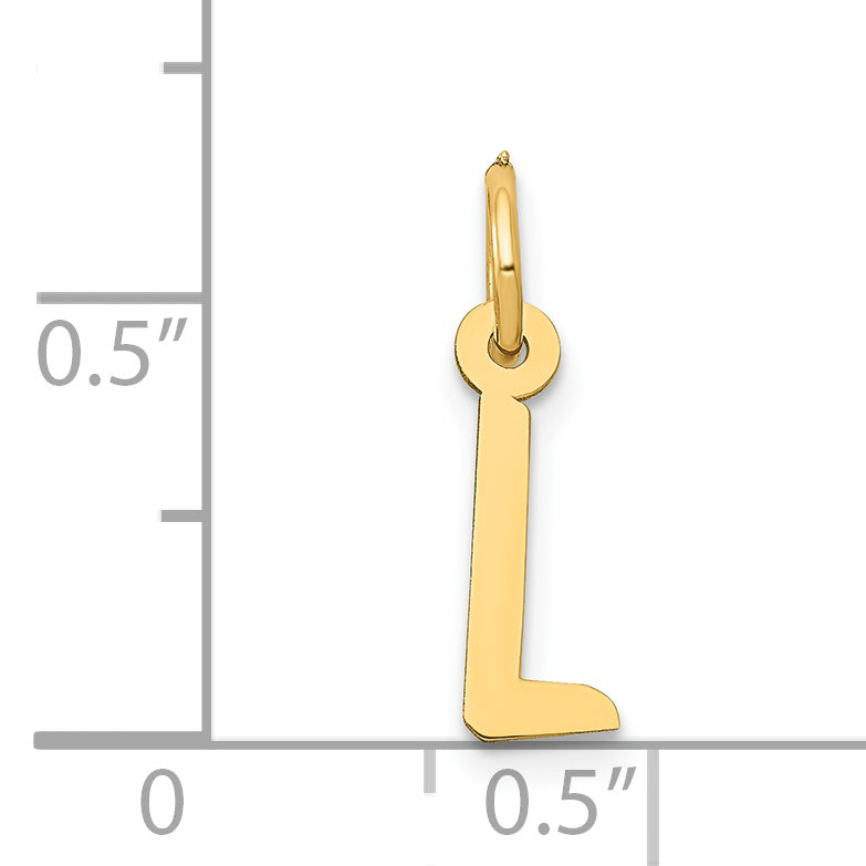 14K Gelbgold 14K Klein Schräg Block Buchstabe L Initiale Charm