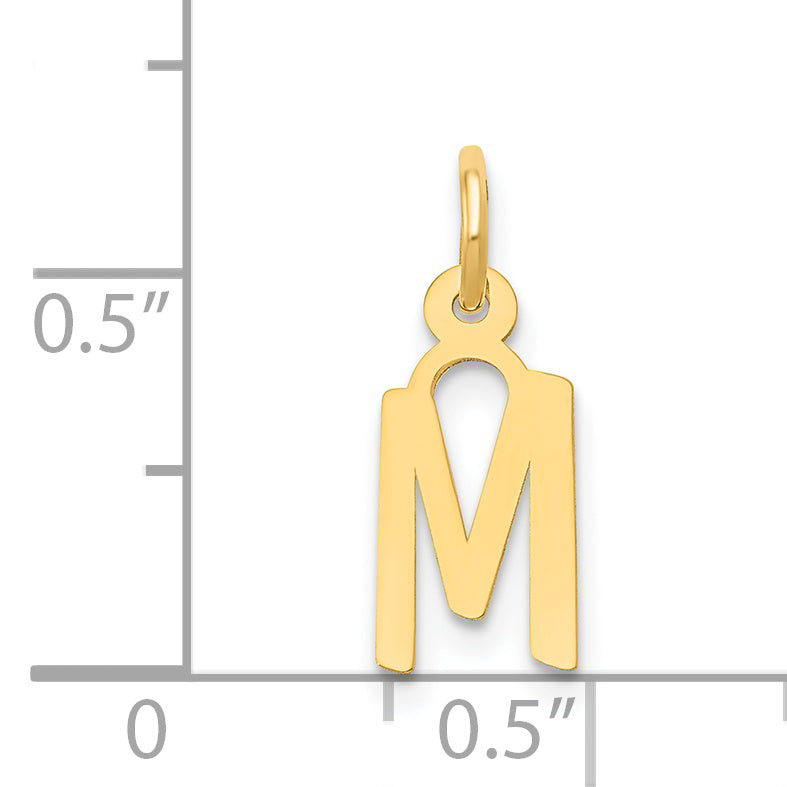 14K Gelbgold 14K Klein Schräg Block Buchstabe M Initiale Charm