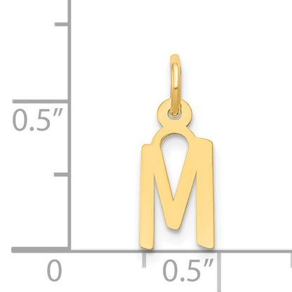 14K Gelbgold 14K Klein Schräg Block Buchstabe M Initiale Charm