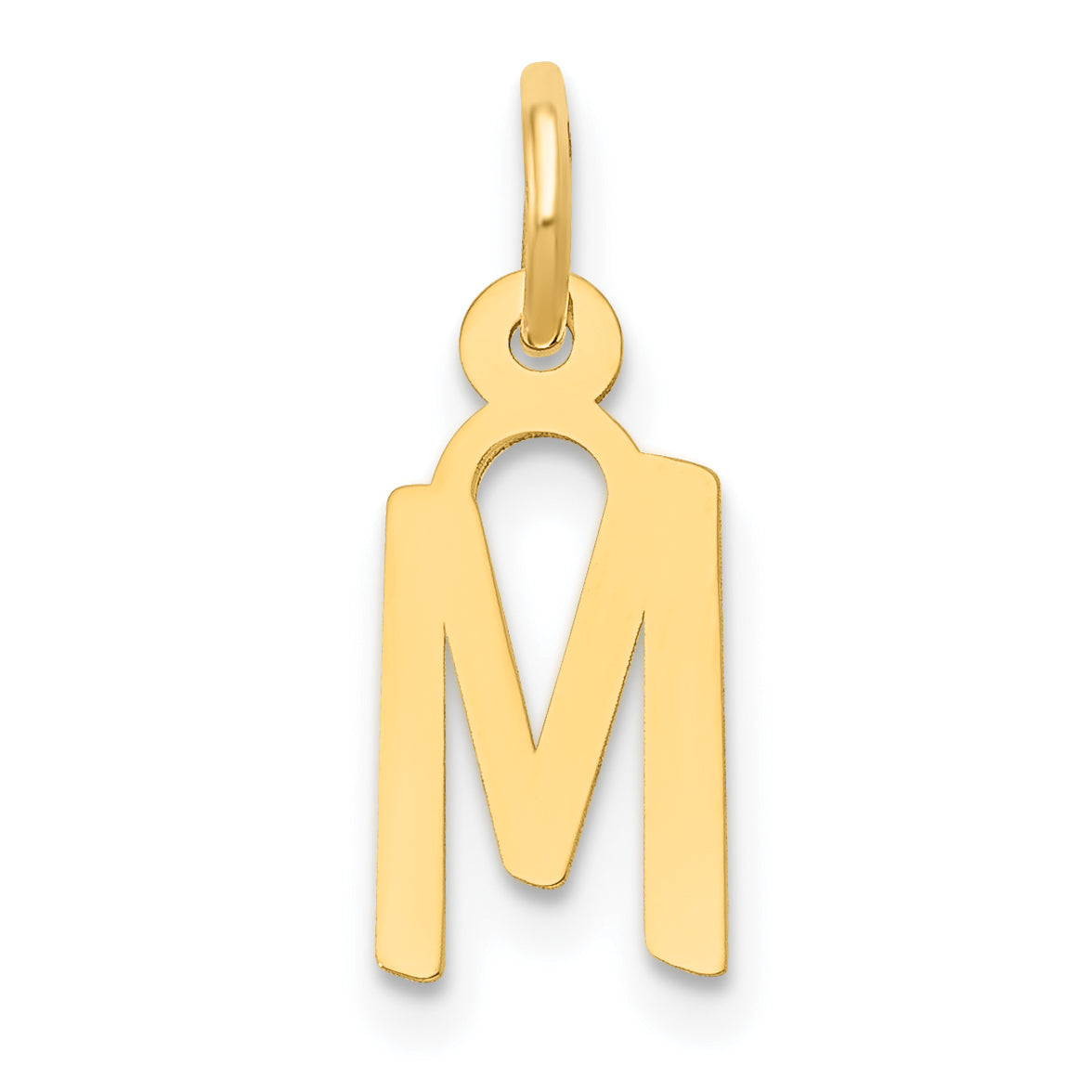 14K Gelbgold 14K Klein Schräg Block Buchstabe M Initiale Charm