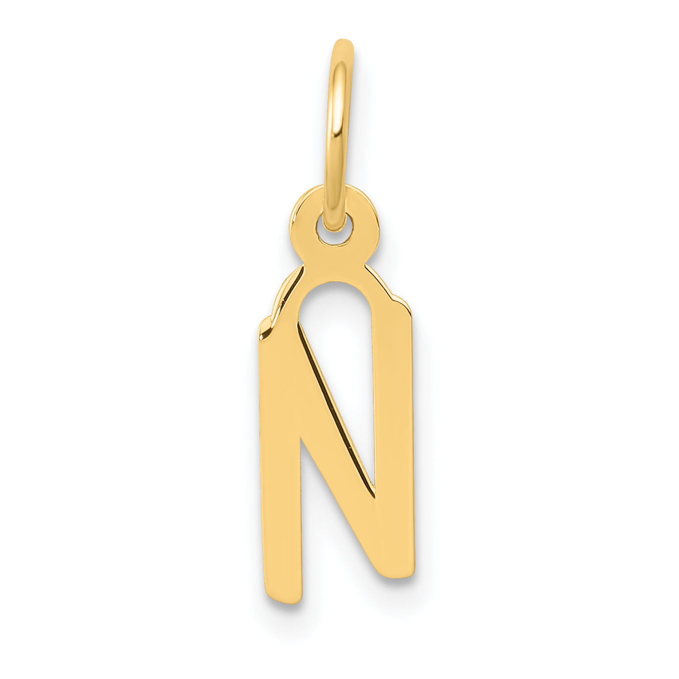 14K Gelbgold 14K Klein Schräg Block Buchstabe N Initiale Charm