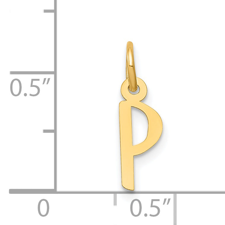 14K Gelbgold 14K Klein Schräg Block Buchstabe P Initiale Charm