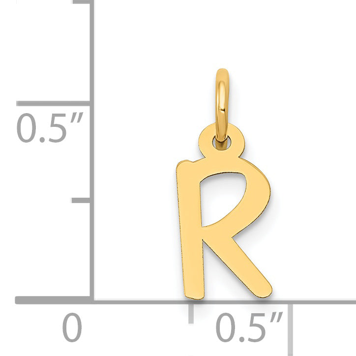 14K Gelbgold 14K Klein Schräg Block Buchstabe R Initiale Charm