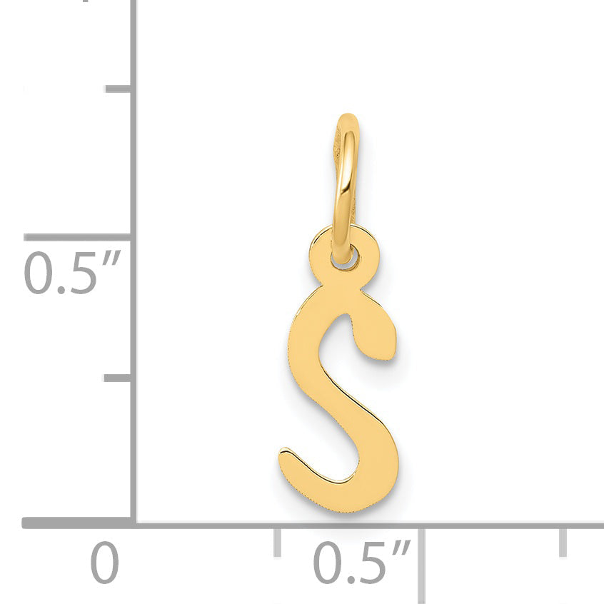 14K Gelbgold 14K Klein Schräg Block Buchstabe S Initiale Charm