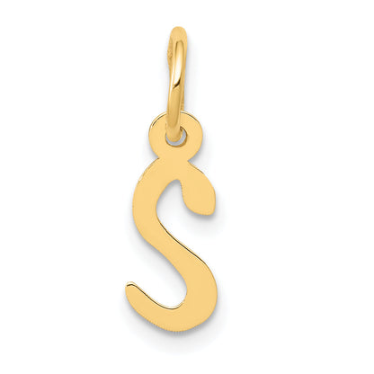 14K Gelbgold 14K Klein Schräg Block Buchstabe S Initiale Charm