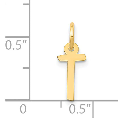 14K Gelbgold 14K Klein Schräg Block Buchstabe T Initiale Charm