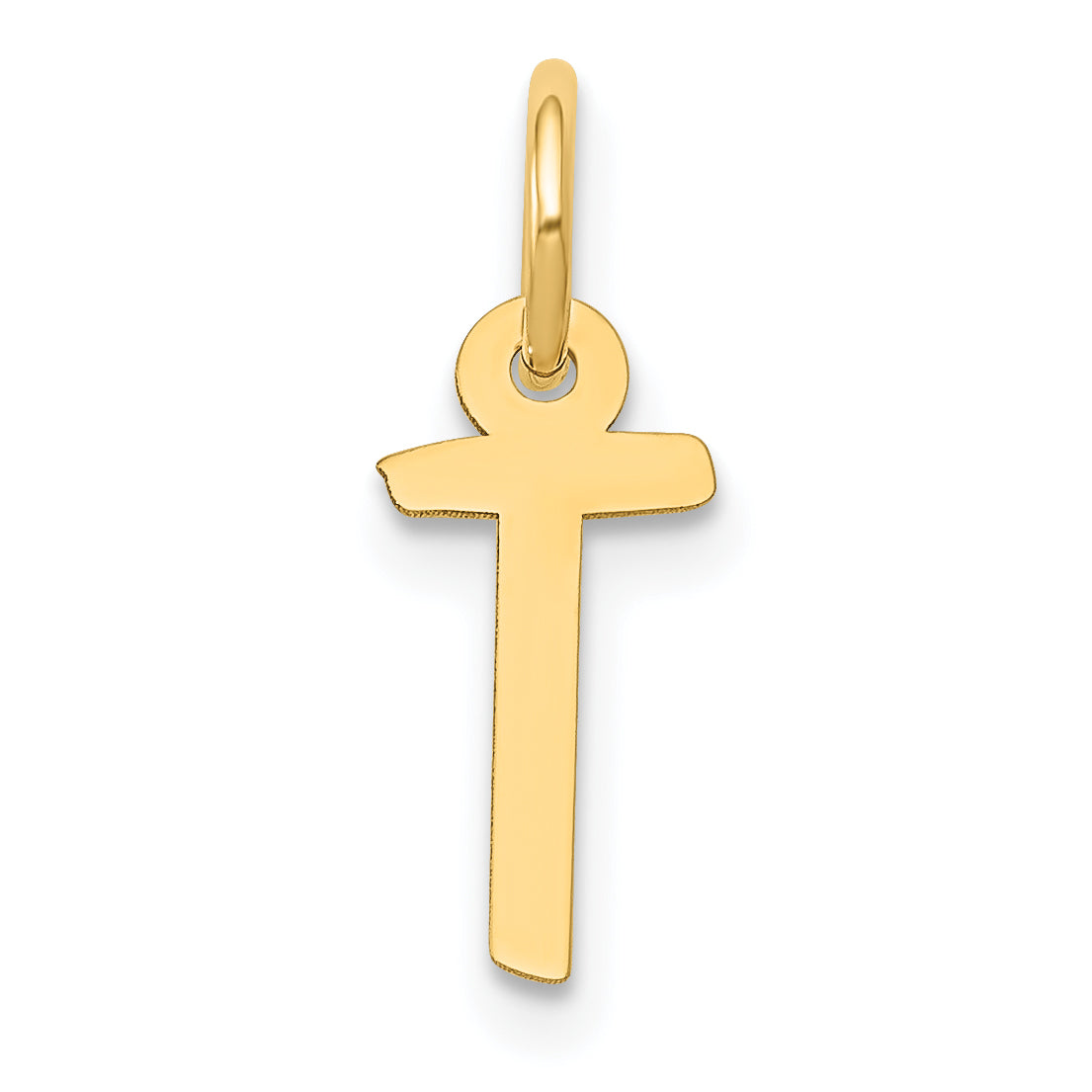 14K Gelbgold 14K Klein Schräg Block Buchstabe T Initiale Charm