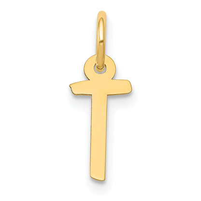 14K Gelbgold 14K Klein Schräg Block Buchstabe T Initiale Charm