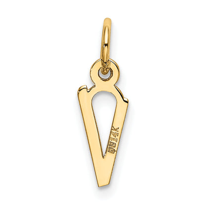 14K Gelbgold 14K Klein Schräg Block Buchstabe V Initiale Charm
