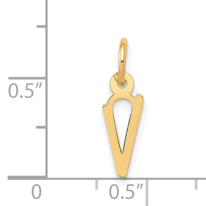 14K Gelbgold 14K Klein Schräg Block Buchstabe V Initiale Charm